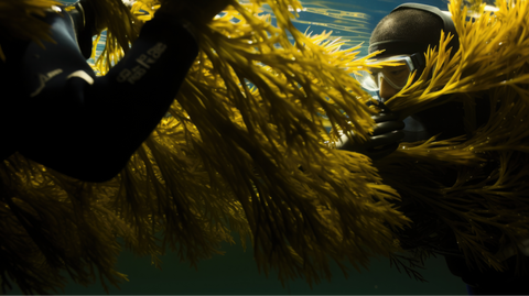 Sustainable hand harvesting of kelp seaweed by divers